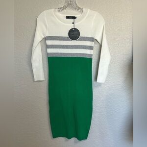 Green and White Striped Dress
